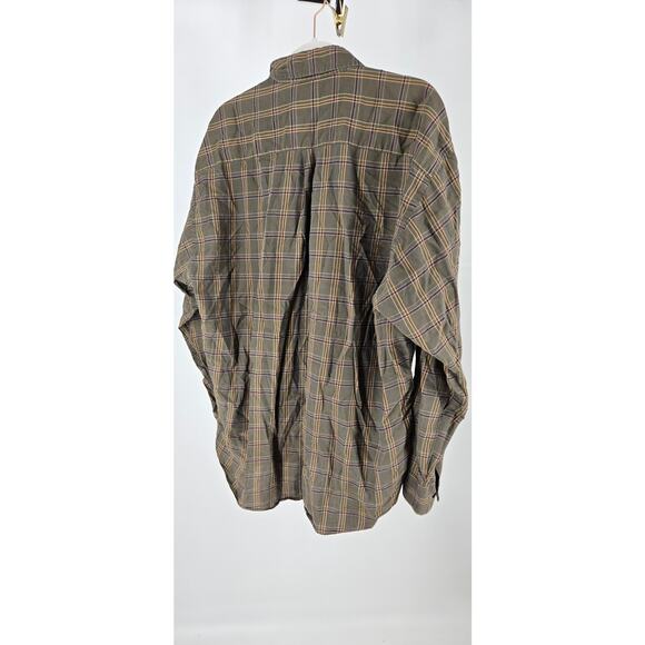 Burberry London Men XL Army Green Check Plaid Button Preppy Casual Quiet Luxury - Picture 5 of 8